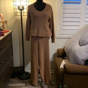 Stars Above Soft Brown Teddy Bear Fleece Set EUC